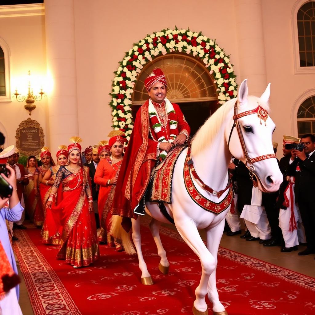 Baraat procession outside MOZO Banquet Hall