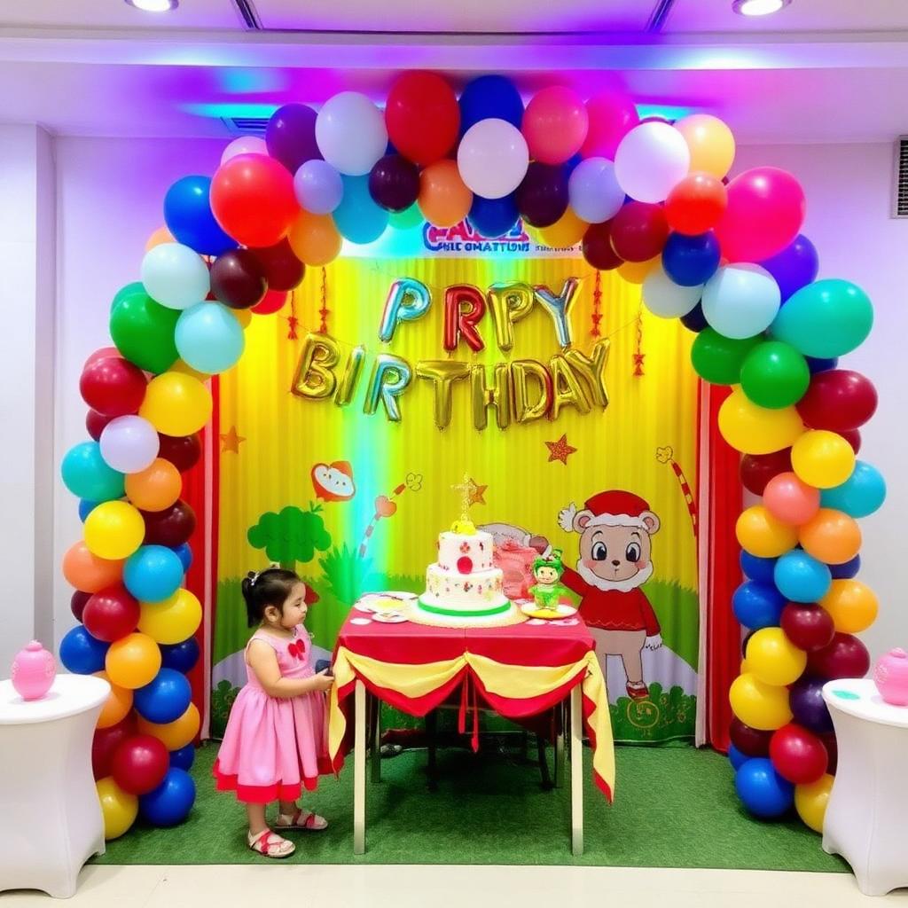 Kids birthday party with balloon arch at MOZO Gurgaon