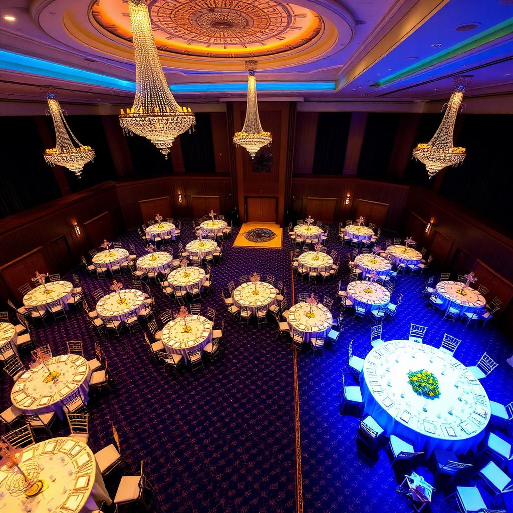 Aerial view of MOZO banquet hall interior