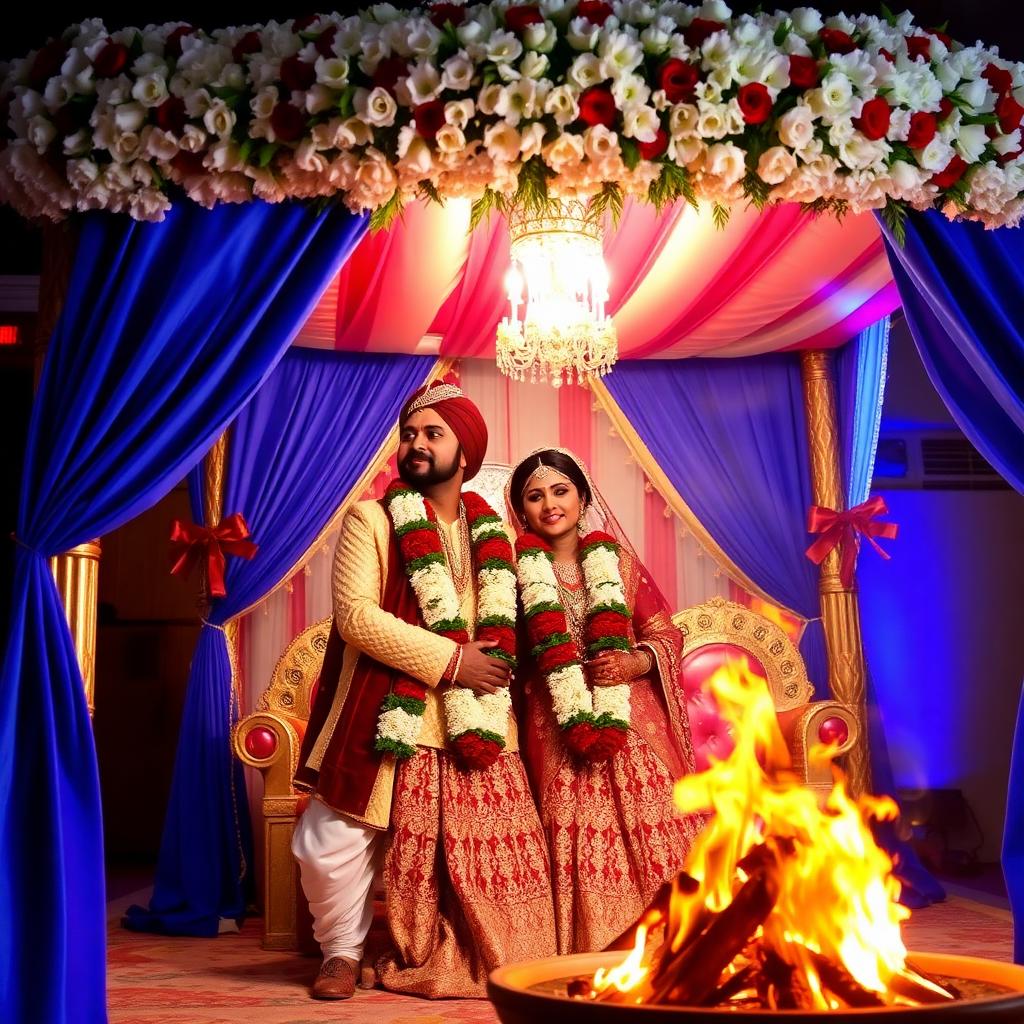 Indian wedding ceremony under floral mandap at MOZO
